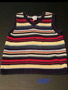 Talbots Kids Striped Knit V-Neck Sweater Vest